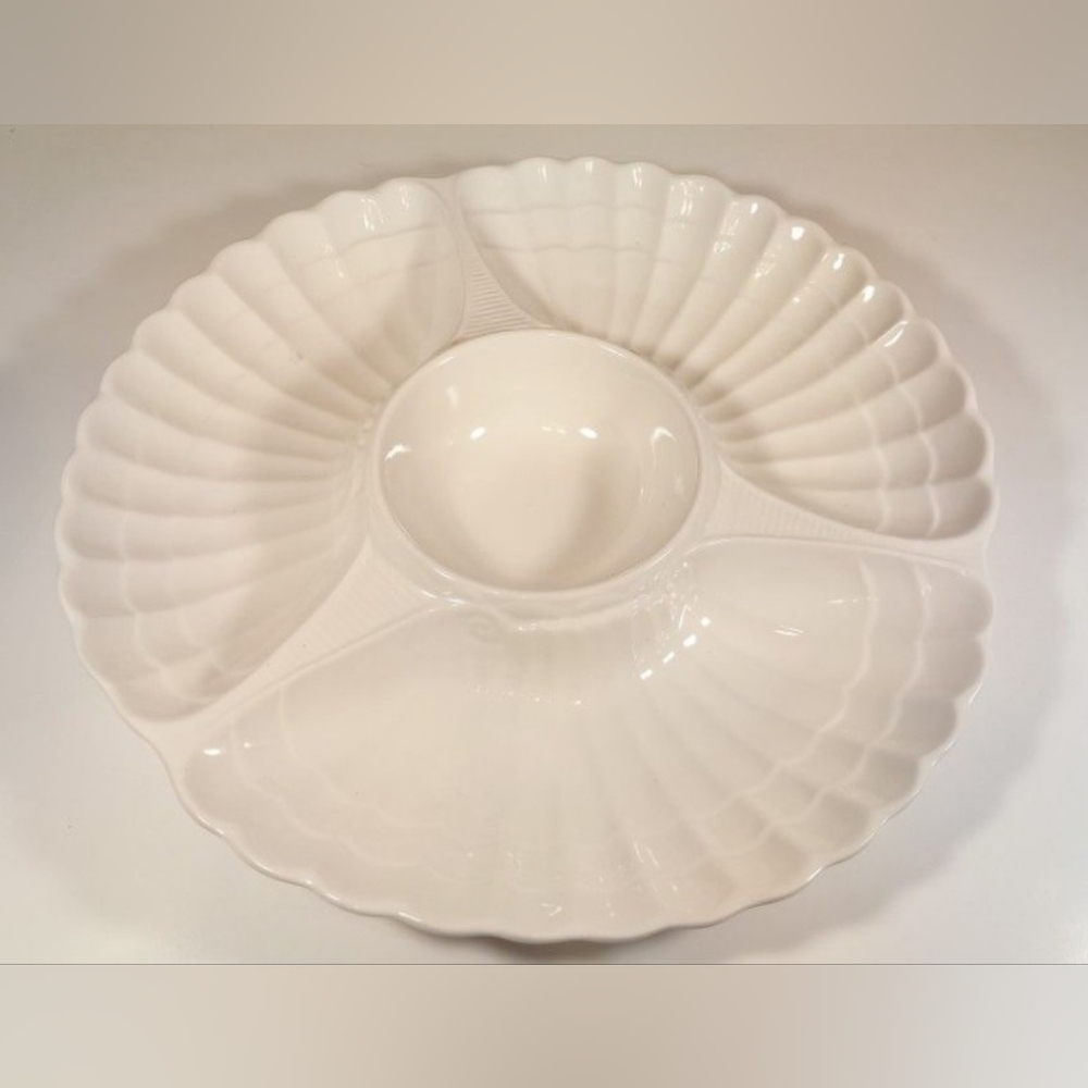 WHITE CERAMIC JAPANESE SERVING PLATE 12 1/2 Inches Diameter (Pre-Owned)